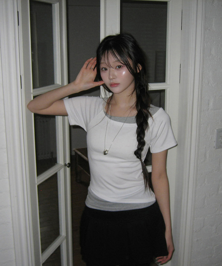 レイヤード半袖トップス IVORY