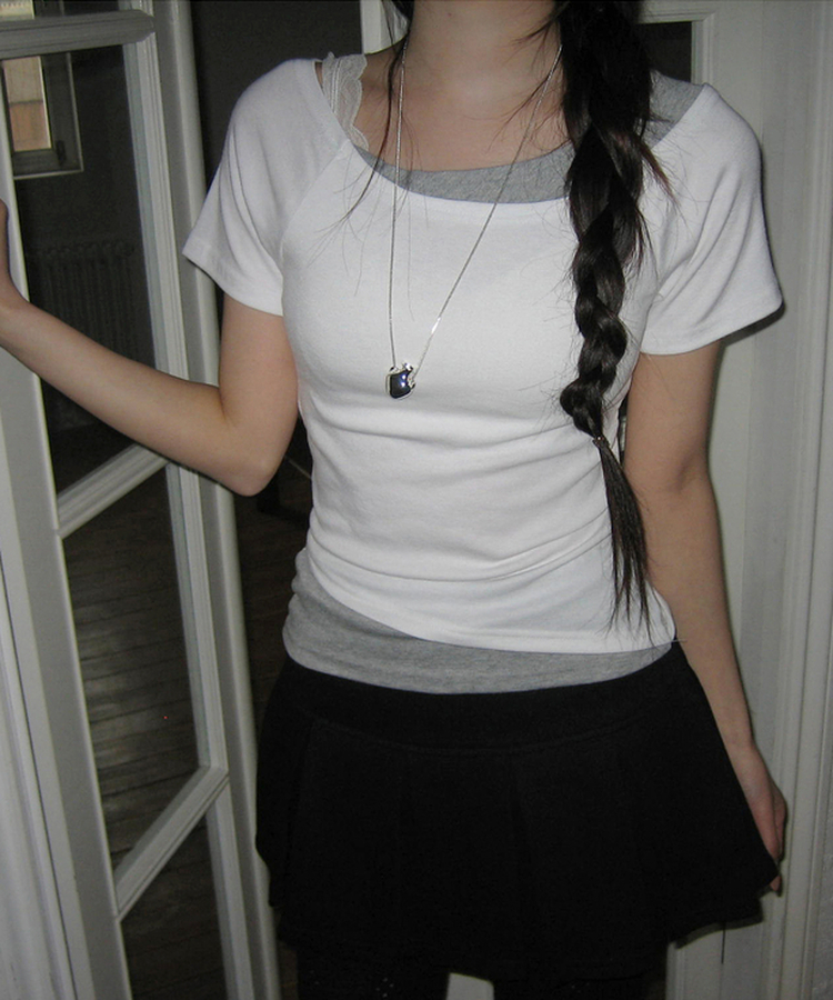 レイヤード半袖トップス IVORY