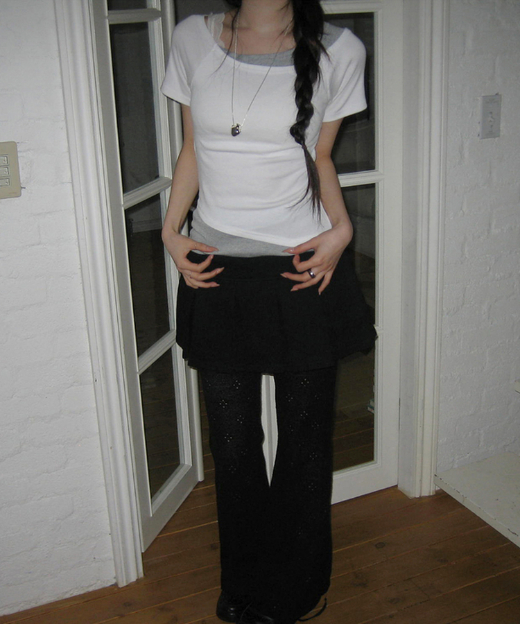 レイヤード半袖トップス IVORY