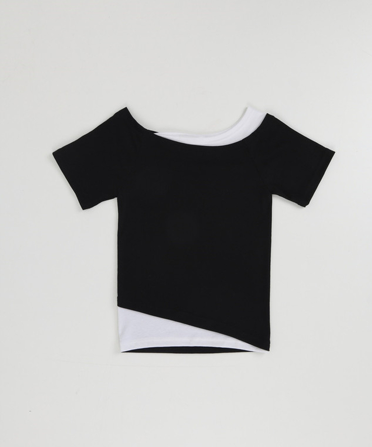 レイヤード半袖トップス