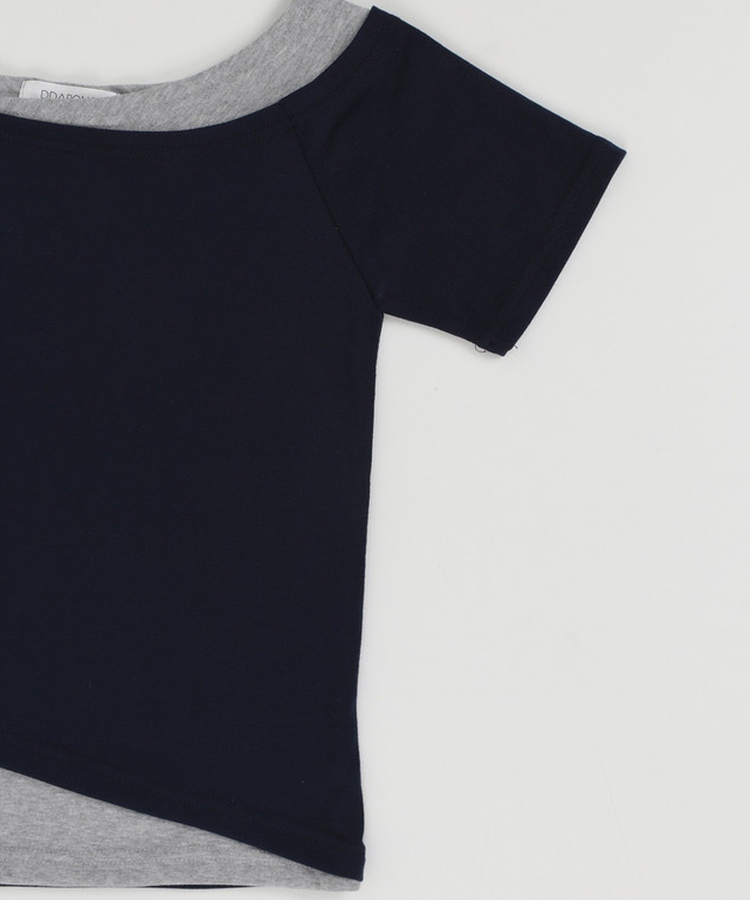 レイヤード半袖トップス