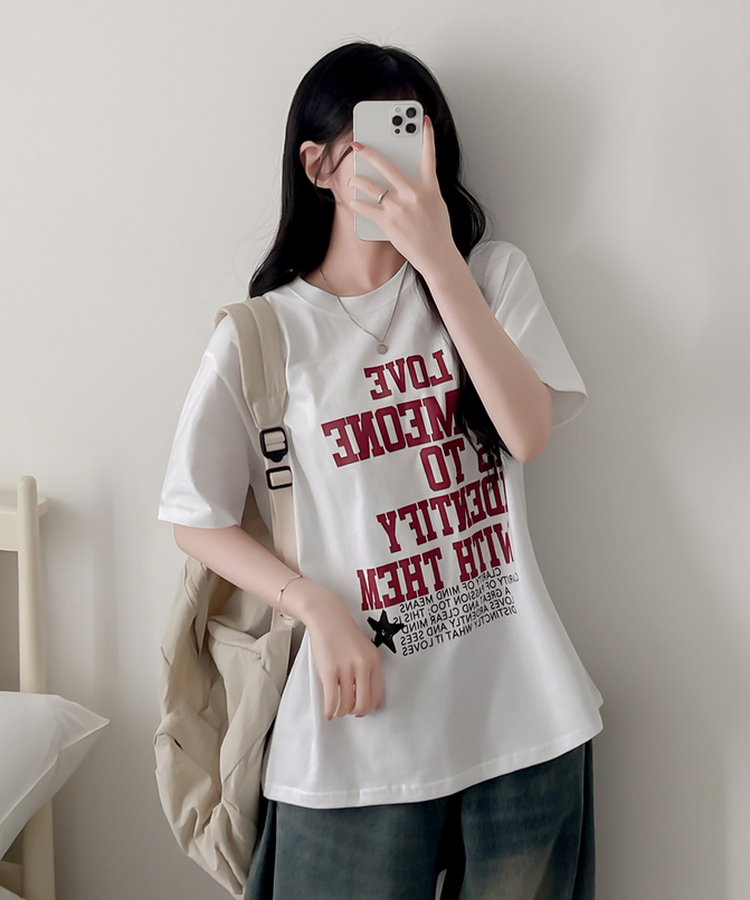英字レタリング半袖Tシャツ IVORY