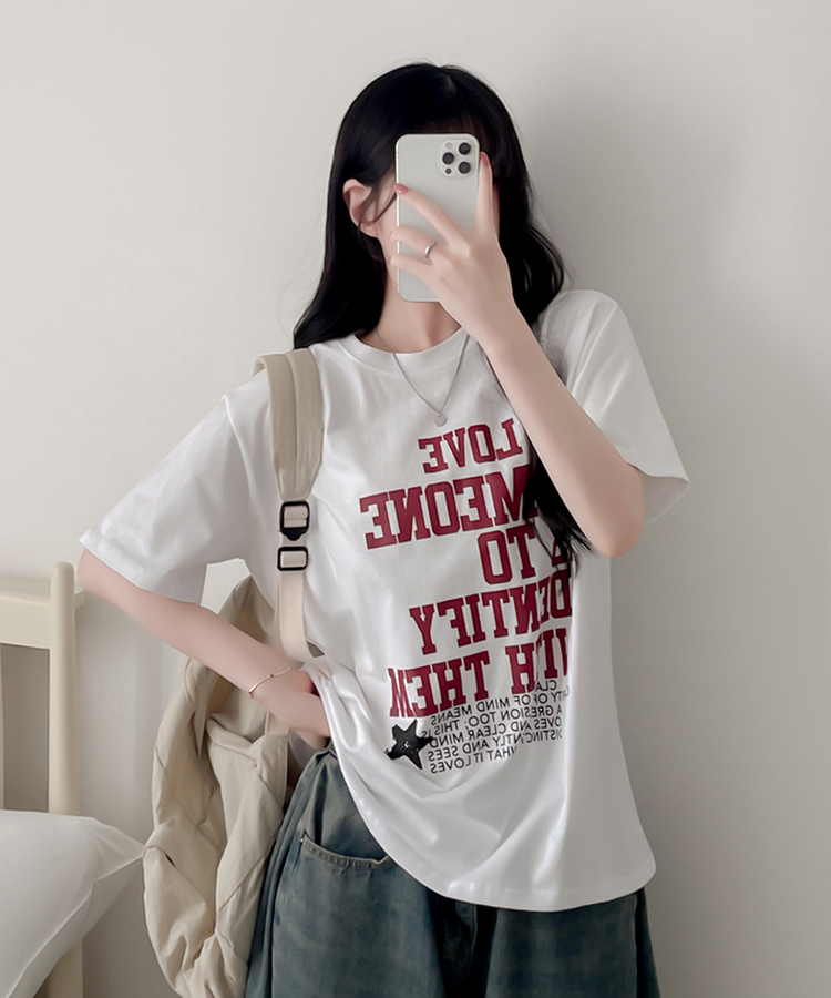 英字レタリング半袖Tシャツ IVORY