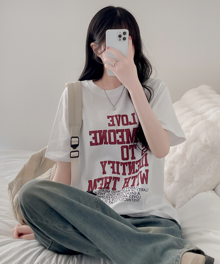 英字レタリング半袖Tシャツ IVORY