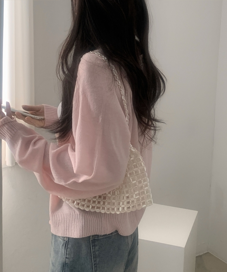 シースルーニットカーディガン(5color) PINK