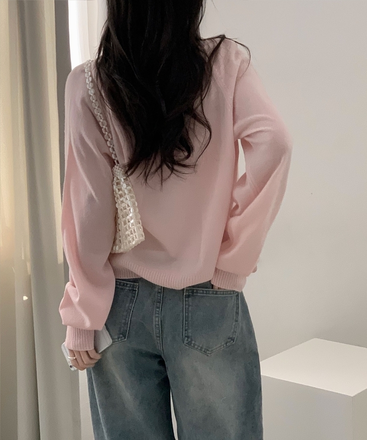 シースルーニットカーディガン(5color) PINK