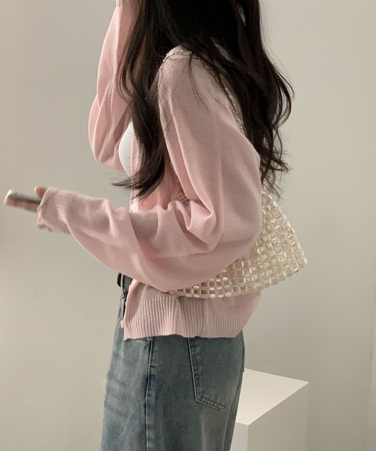 シースルーニットカーディガン(5color) PINK