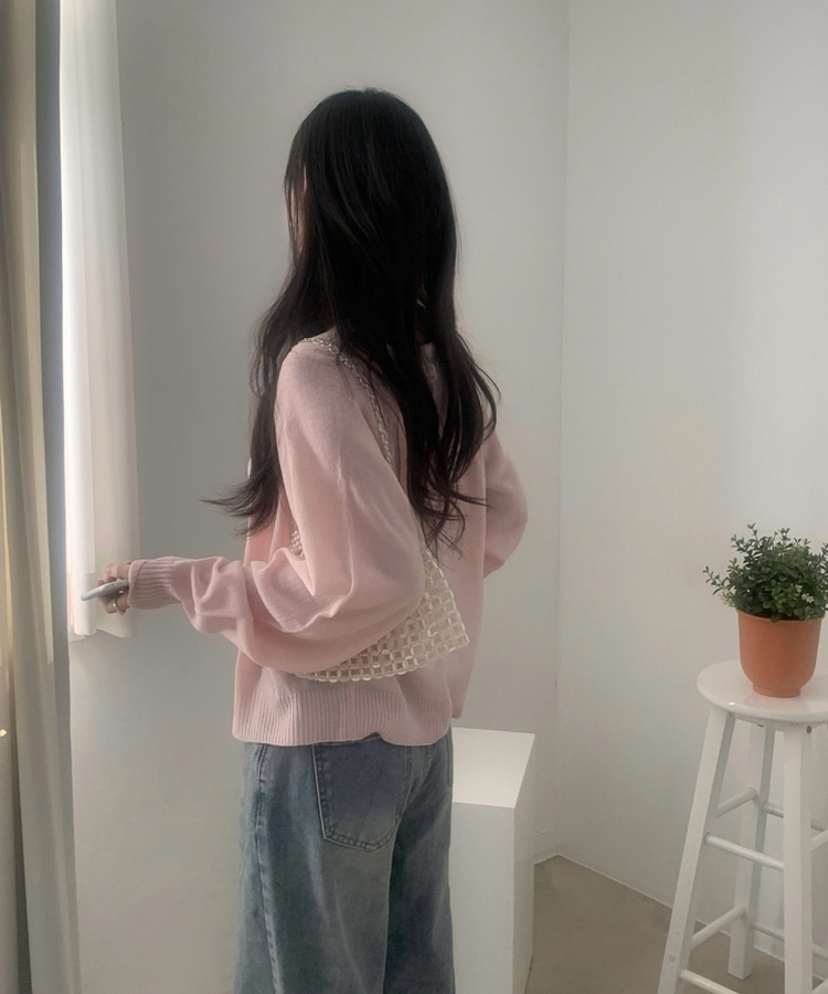 シースルーニットカーディガン(5color) PINK