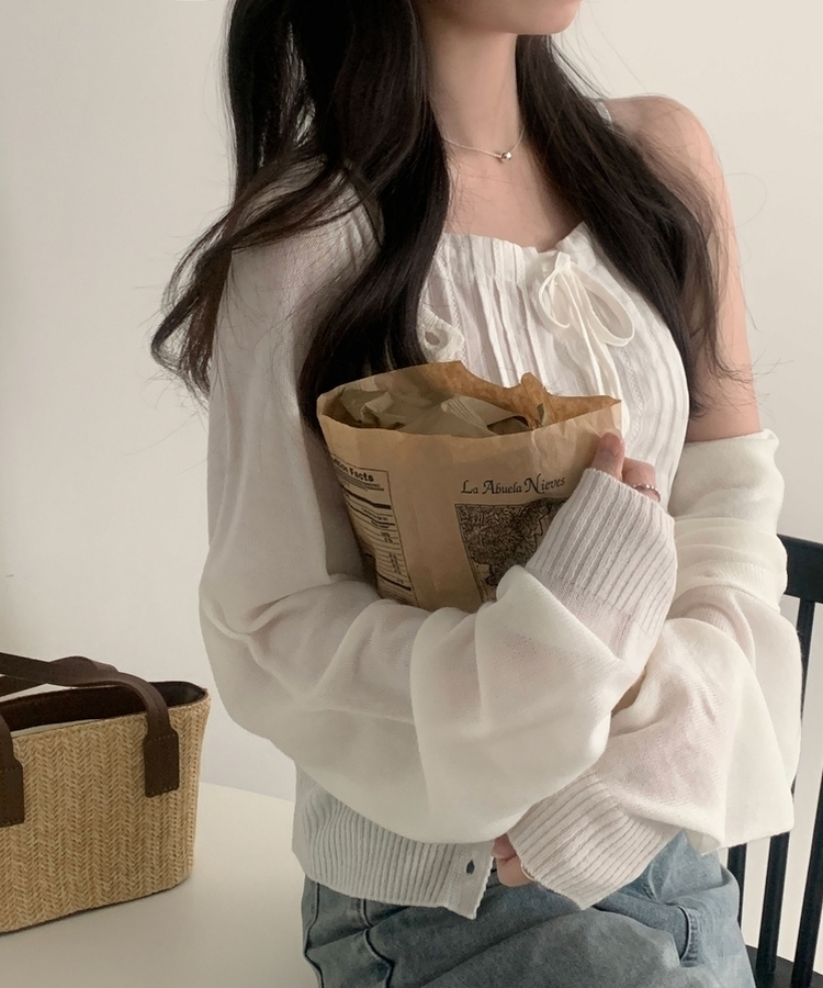 シースルーニットカーディガン(5color) IVORY