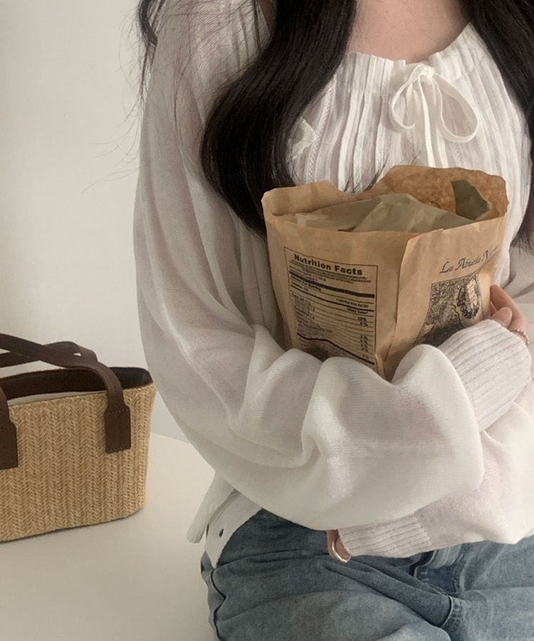 シースルーニットカーディガン(5color) IVORY