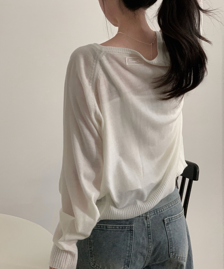 シースルーニットカーディガン(5color) IVORY