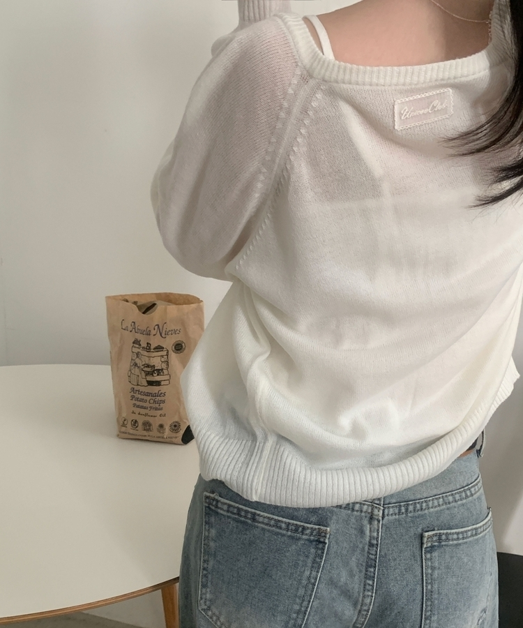 シースルーニットカーディガン(5color) IVORY