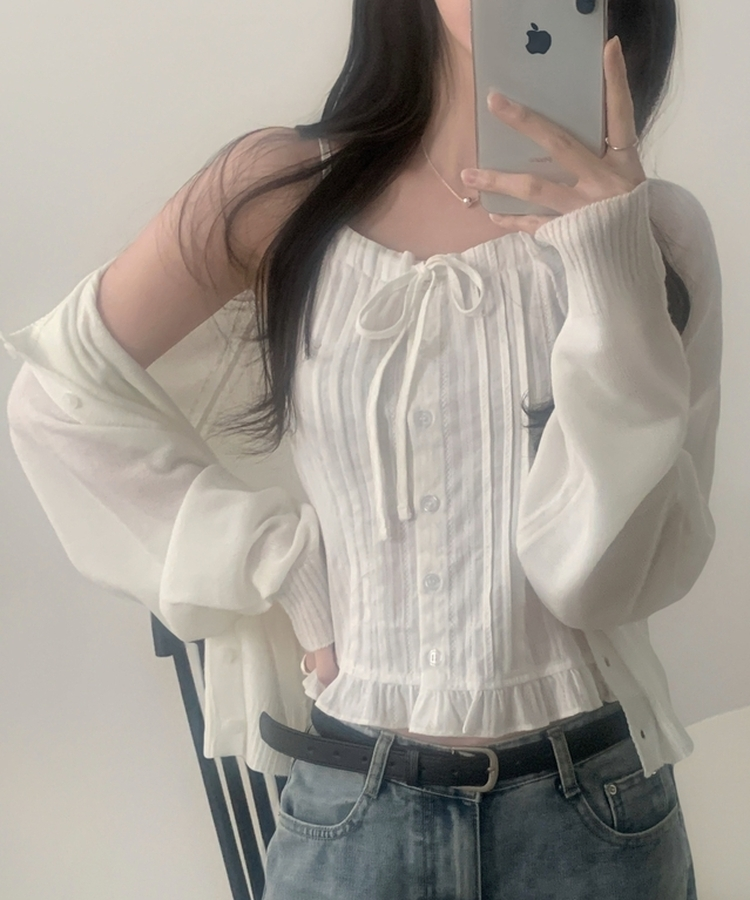 シースルーニットカーディガン(5color) IVORY