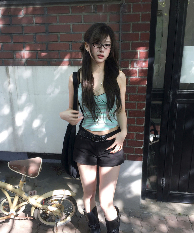 【カップ付き】ポップストライプラップキャミ MINT