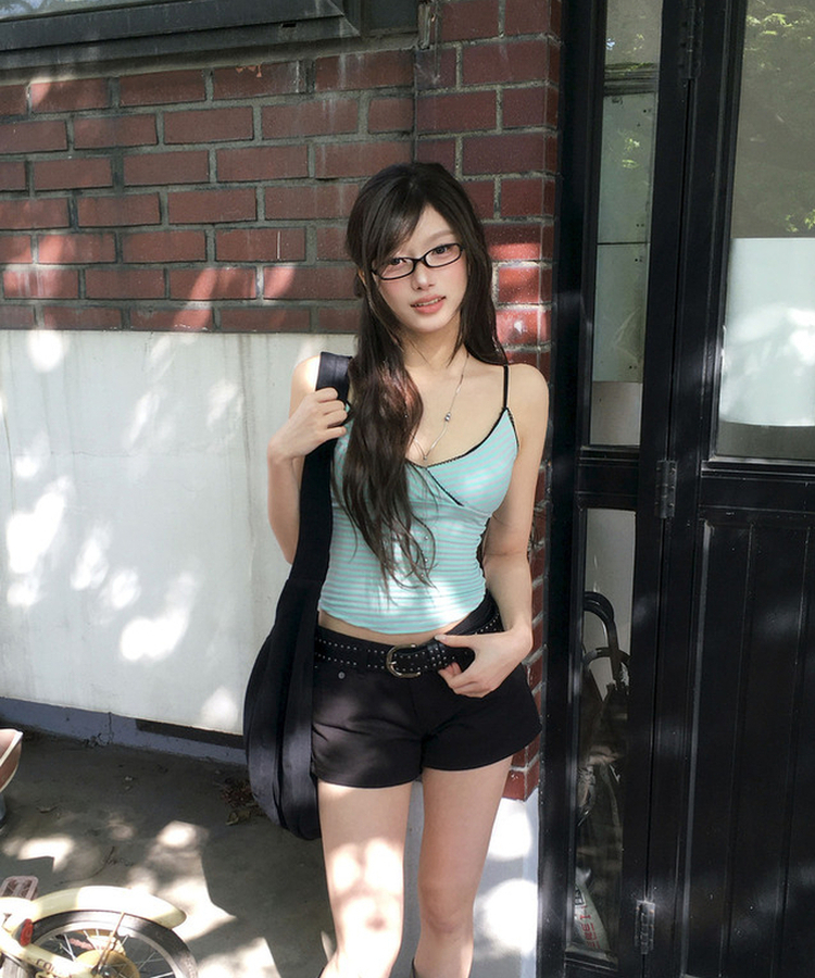 【カップ付き】ポップストライプラップキャミ MINT