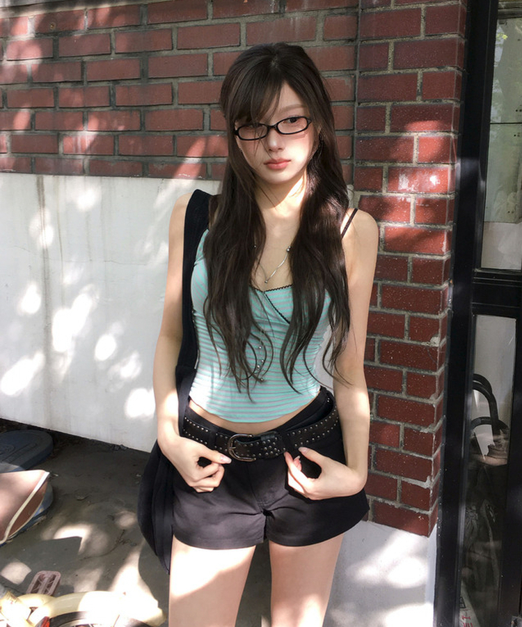 【カップ付き】ポップストライプラップキャミ MINT