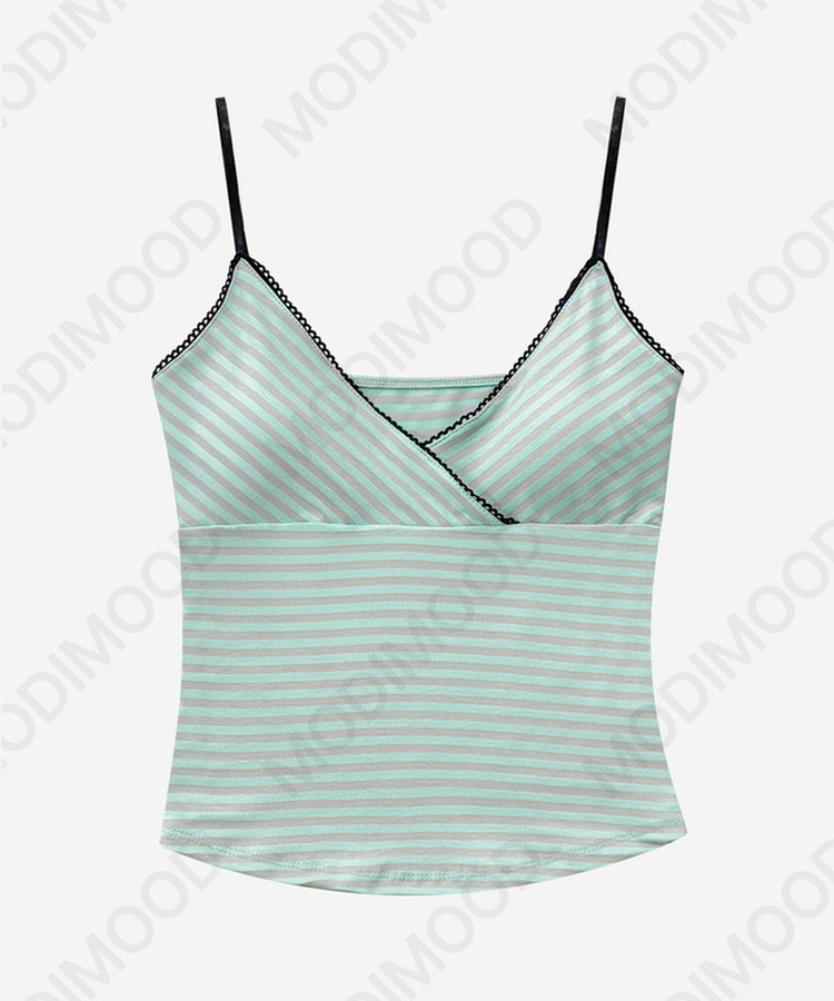 【カップ付き】ポップストライプラップキャミ