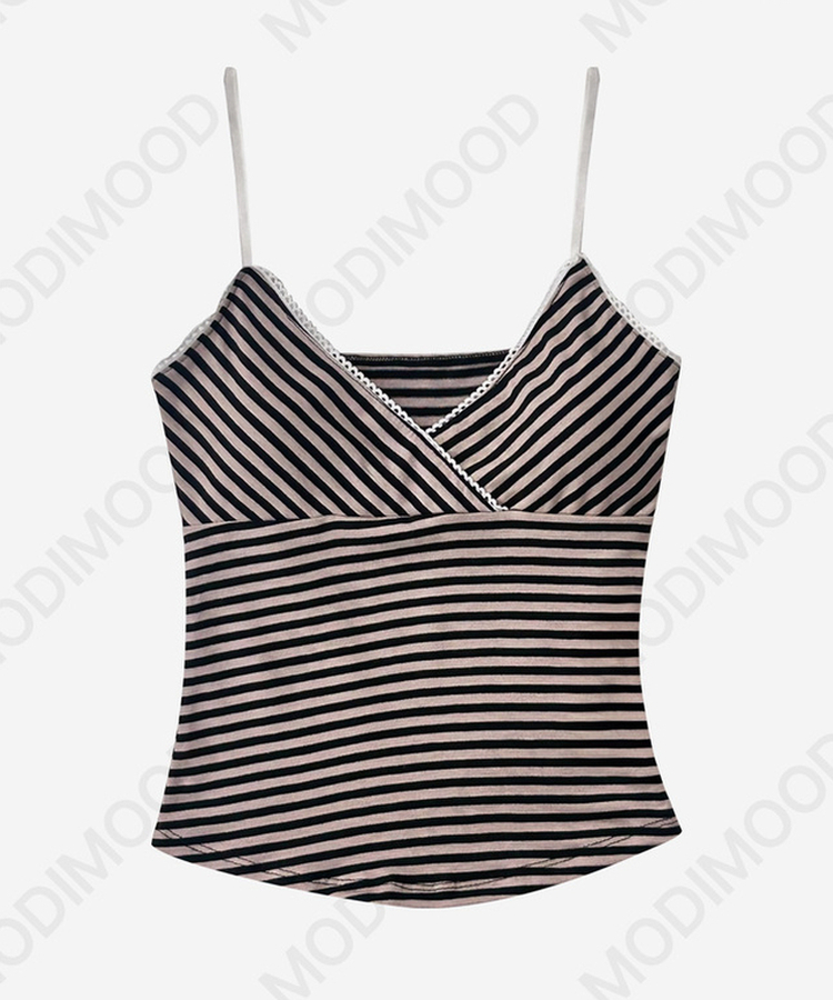 【カップ付き】ポップストライプラップキャミ