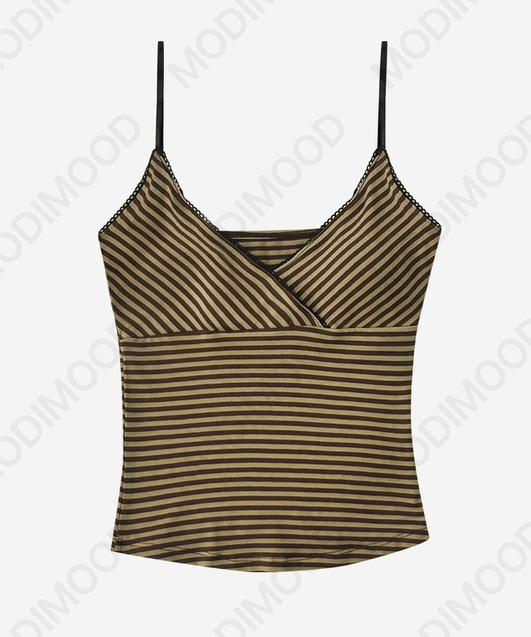 【カップ付き】ポップストライプラップキャミ