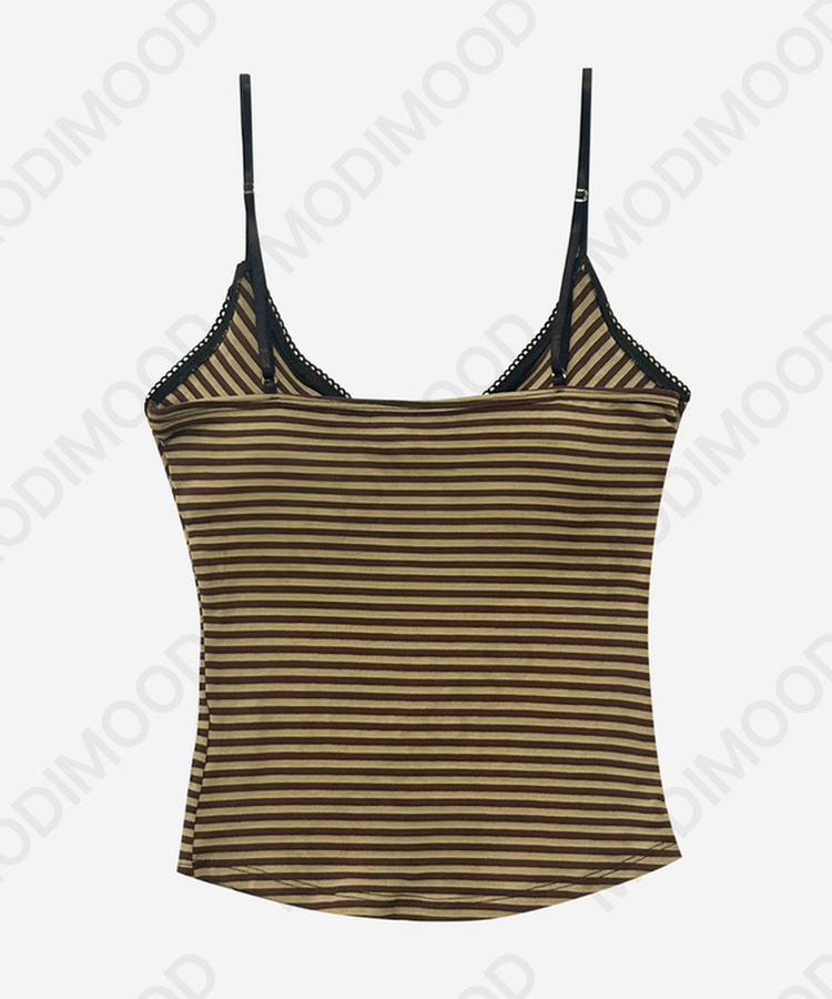 【カップ付き】ポップストライプラップキャミ