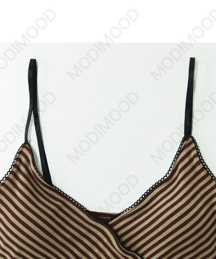 【カップ付き】ポップストライプラップキャミ