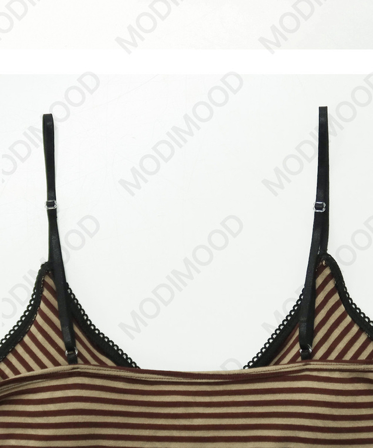 【カップ付き】ポップストライプラップキャミ