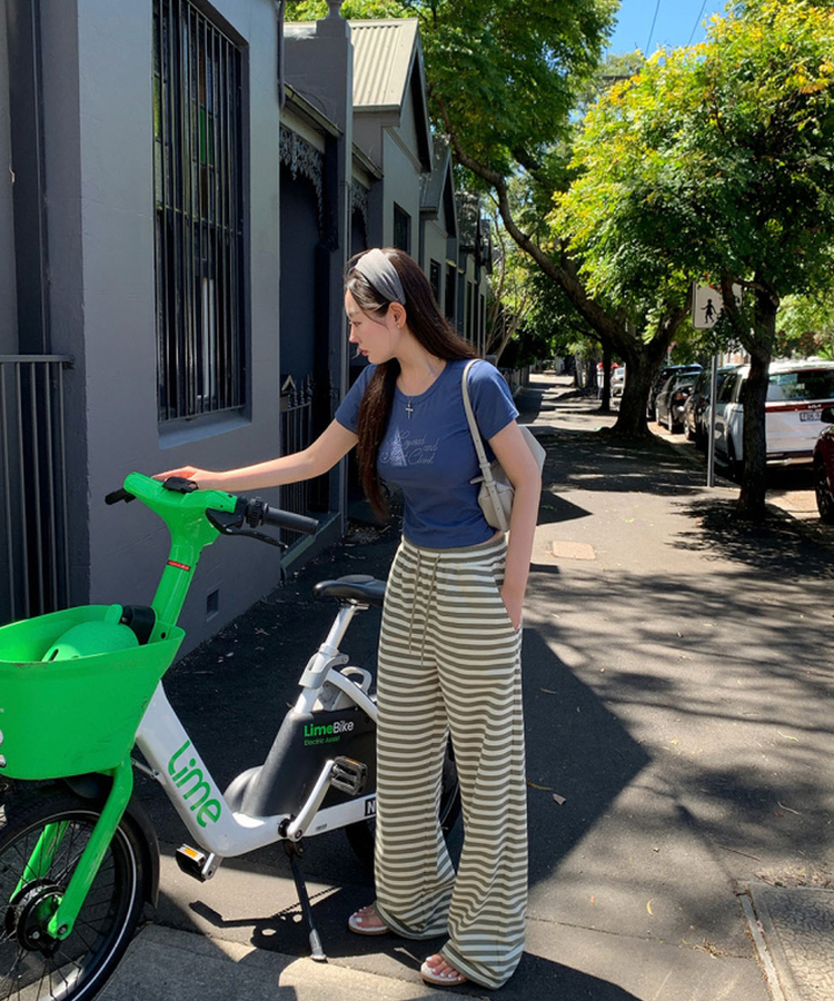 バンディングストライプトレーニングパンツ KHAKI