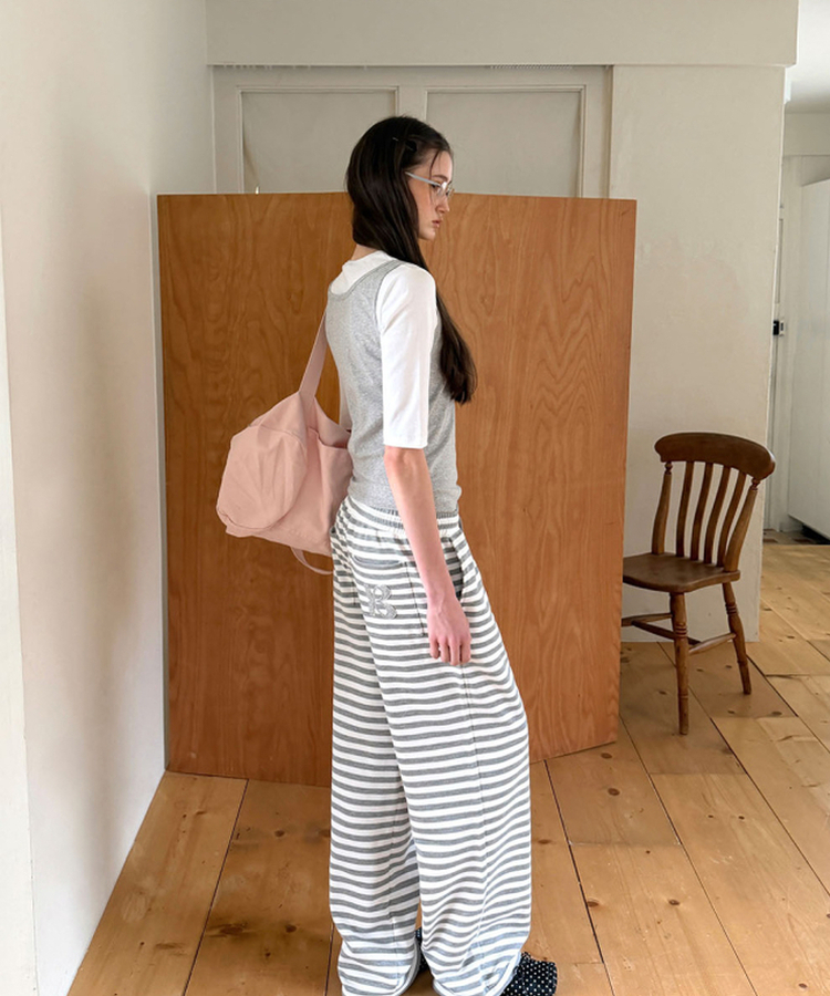 バンディングストライプトレーニングパンツ GREY