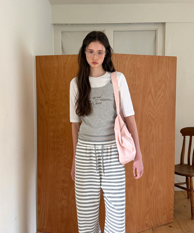 バンディングストライプトレーニングパンツ GREY