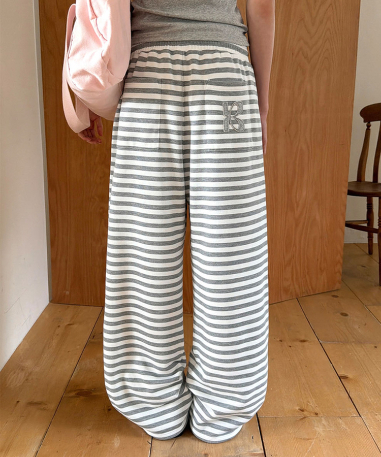 バンディングストライプトレーニングパンツ GREY