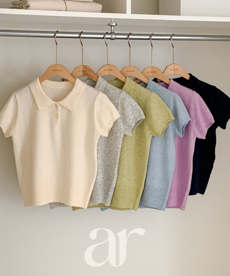（春ver.／ソフトニット／6colors♥）ボタンカラー 半袖 春ニット