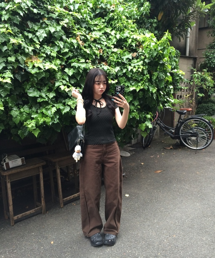 ドットリボンラウンドＴシャツ BLACK