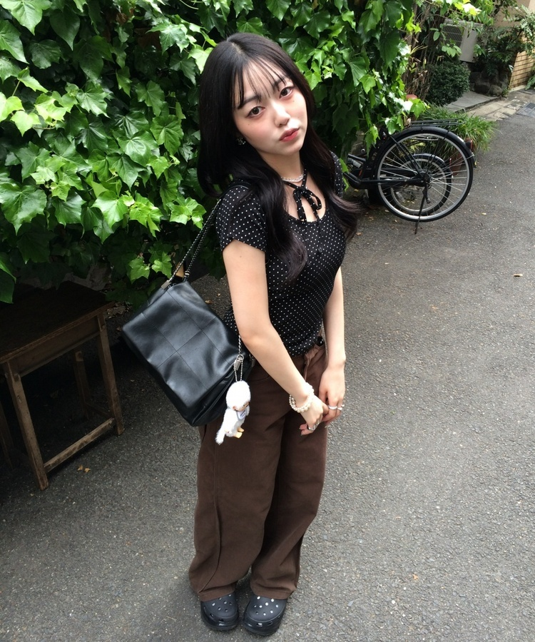 ドットリボンラウンドＴシャツ BLACK