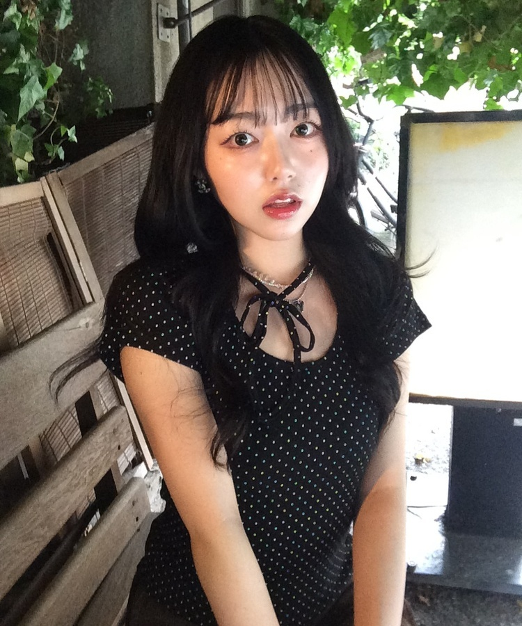 ドットリボンラウンドＴシャツ BLACK