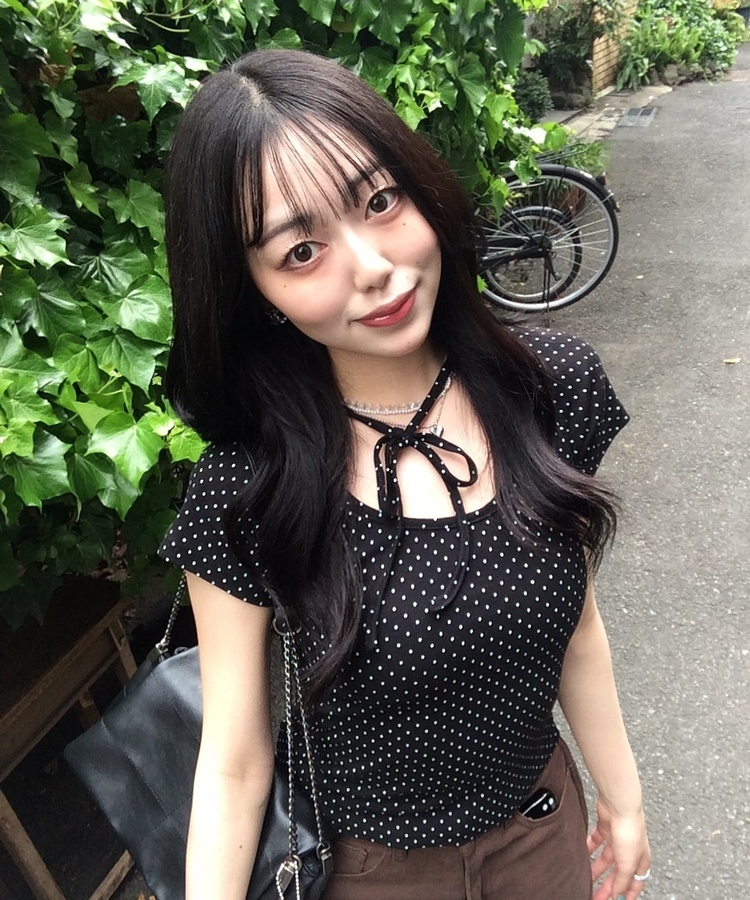 ドットリボンラウンドＴシャツ BLACK