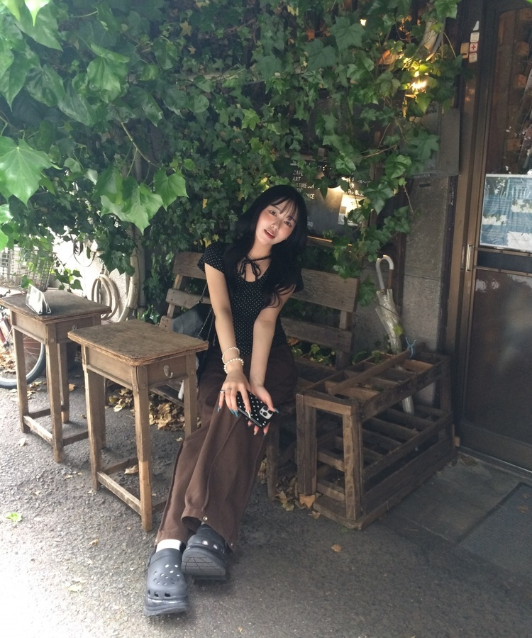 ドットリボンラウンドＴシャツ BLACK