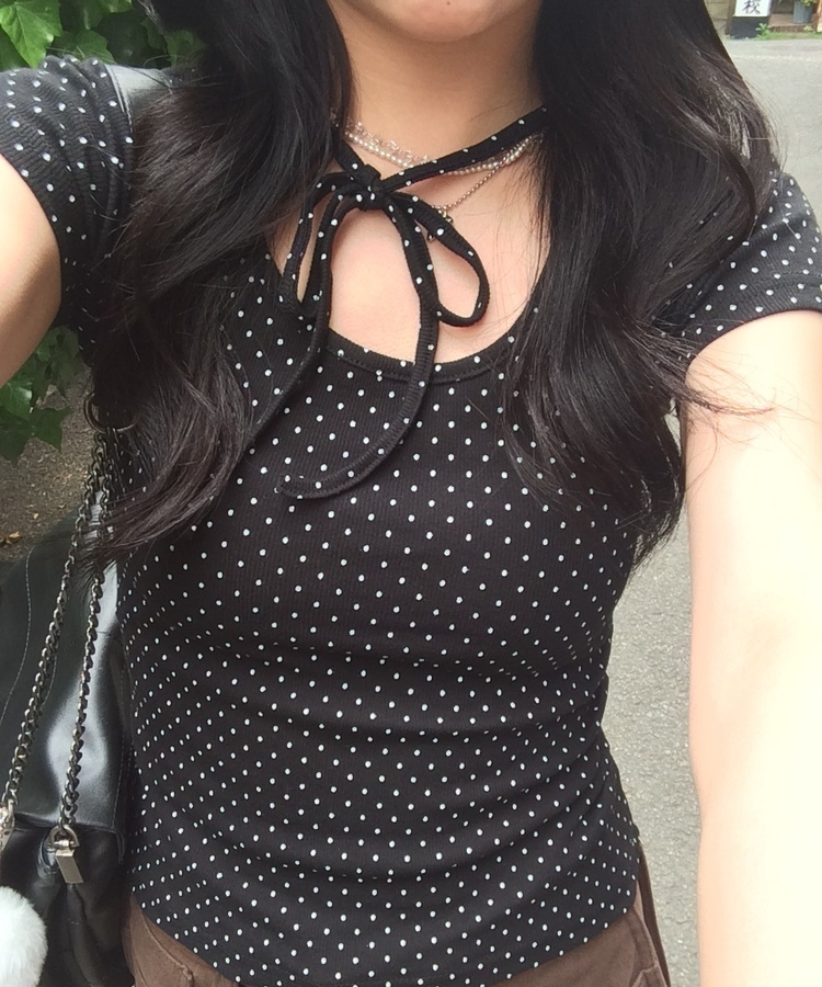 ドットリボンラウンドＴシャツ BLACK