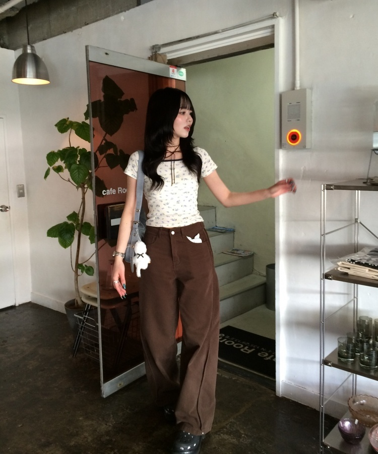 小花柄ナチュラルフィットトップス IVORY