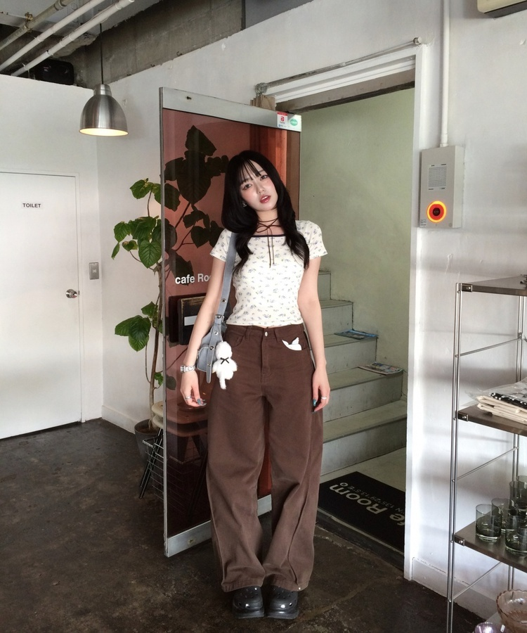 小花柄ナチュラルフィットトップス IVORY