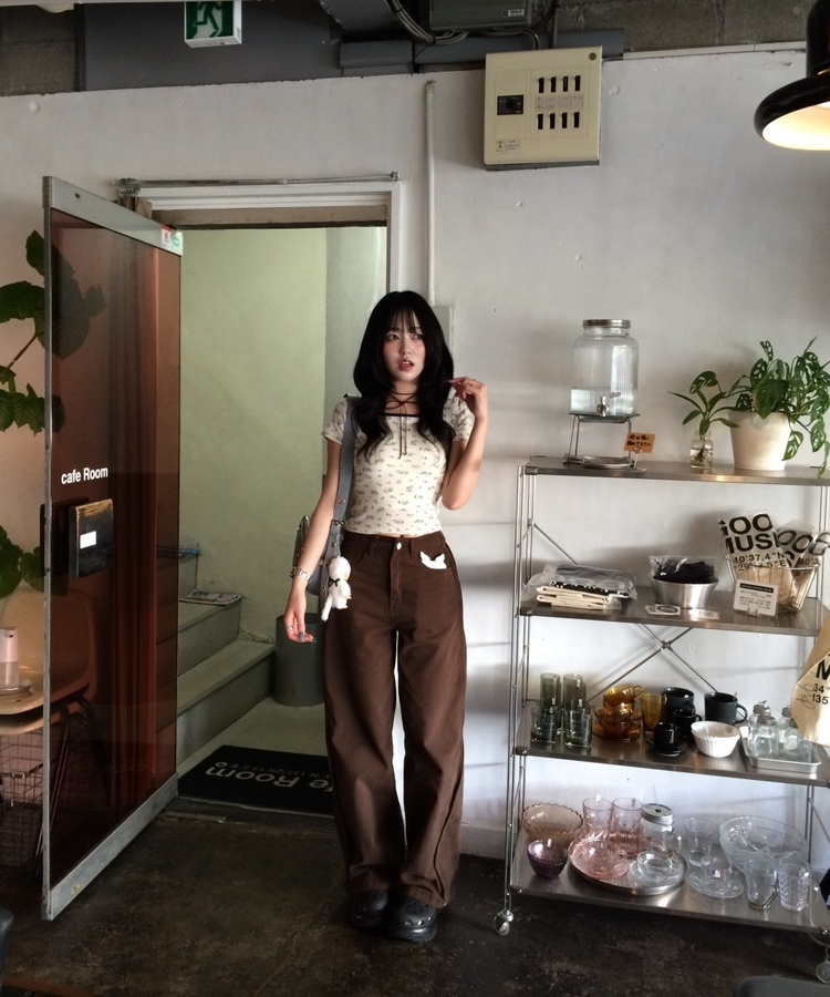 小花柄ナチュラルフィットトップス IVORY