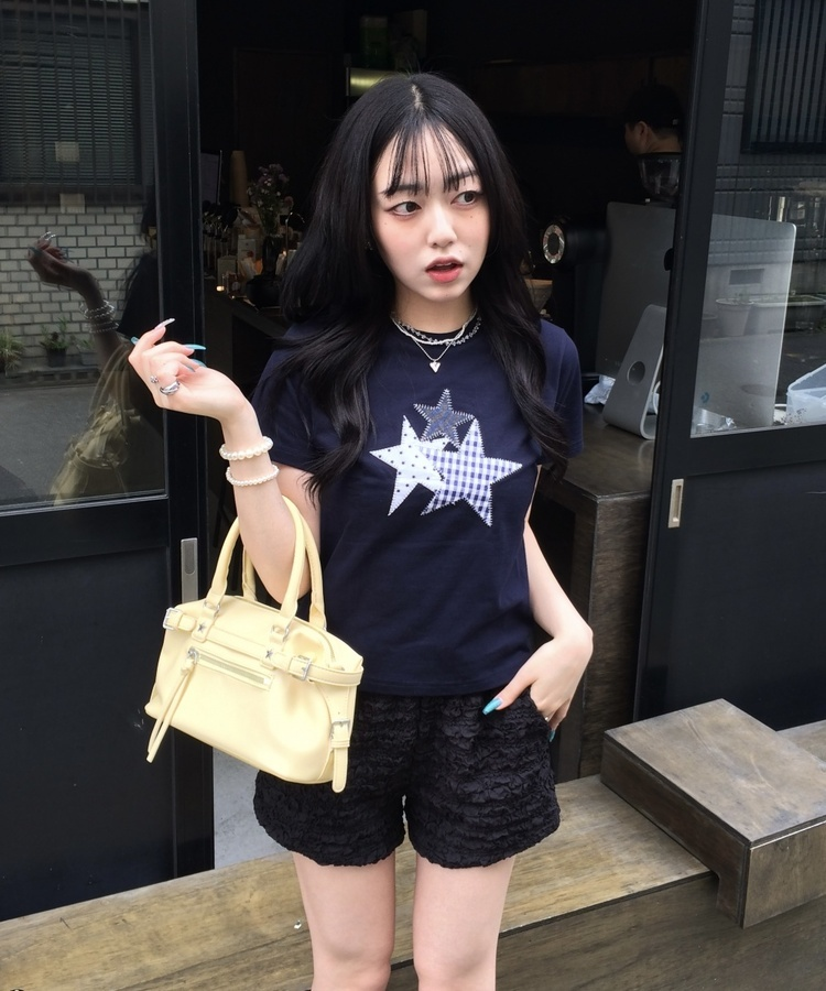 スターパッチワークTシャツ NAVY