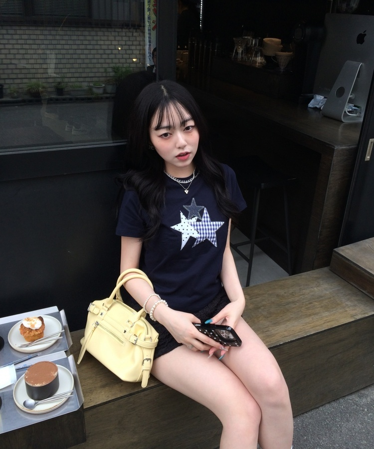 スターパッチワークTシャツ NAVY