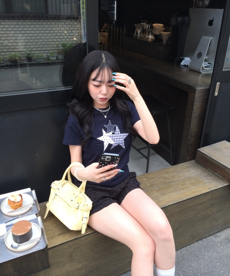 スターパッチワークTシャツ NAVY