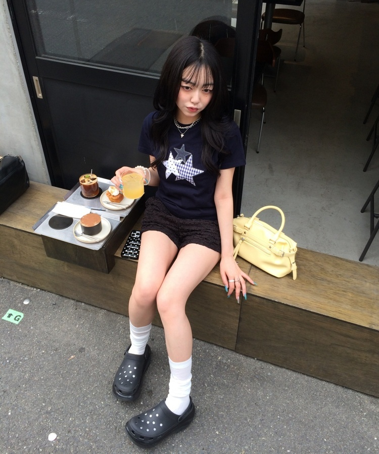 スターパッチワークTシャツ NAVY