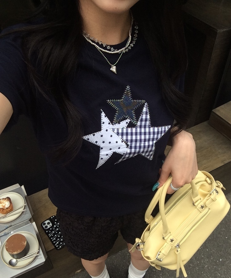 スターパッチワークTシャツ NAVY