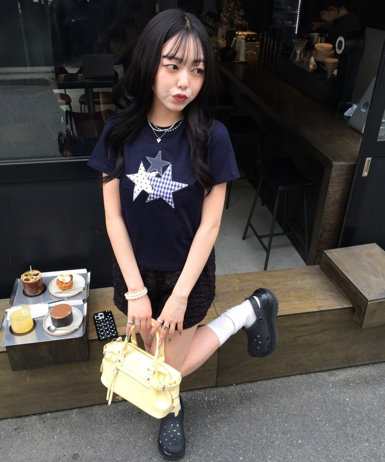 スターパッチワークTシャツ NAVY