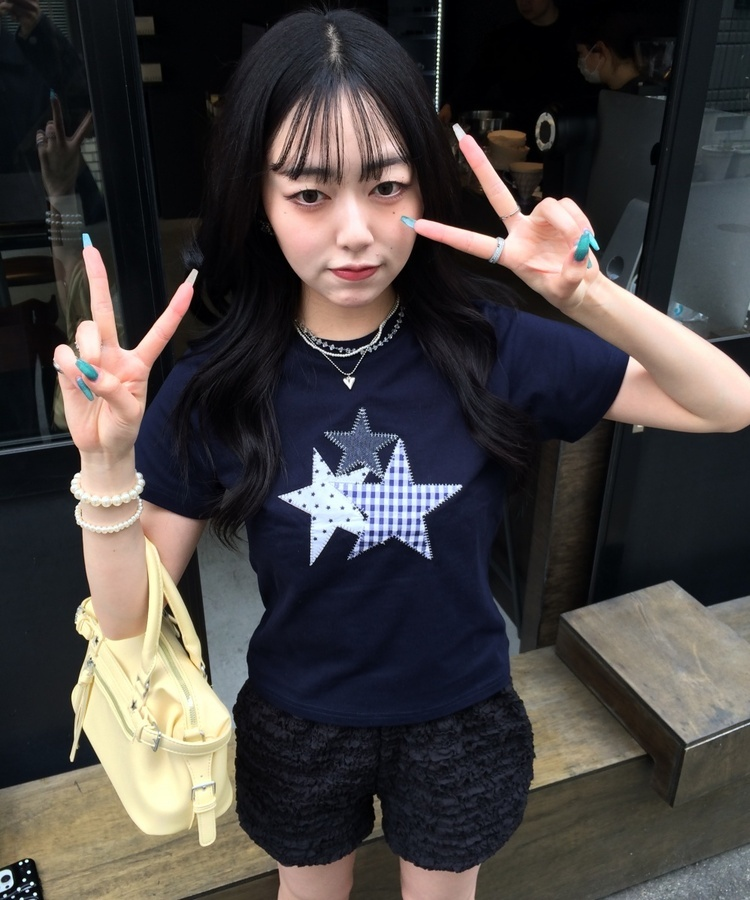 スターパッチワークTシャツ NAVY