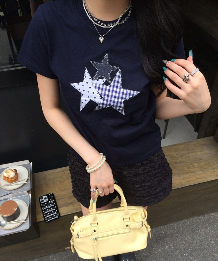 スターパッチワークTシャツ NAVY