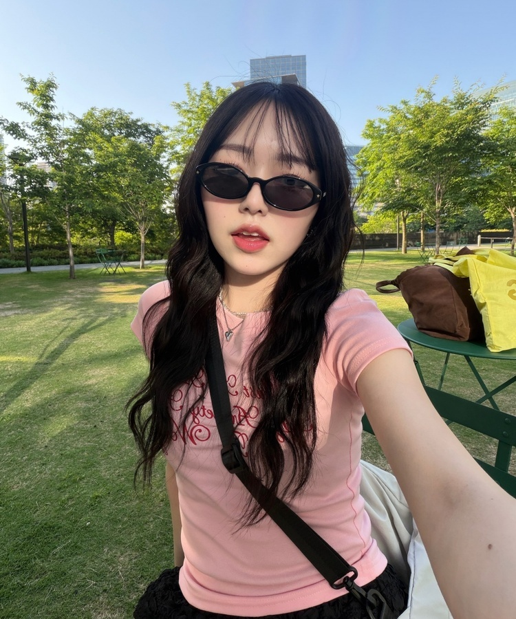 레터링 스타 반팔티 핑크