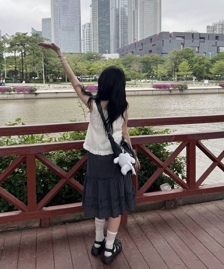 チェックミディスカート NAVY